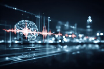 Obraz premium The artificial intelligence relies on a neural algorithm to translate a machine learning model datum into a symphony of sound waves vibrating through the air.