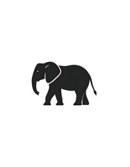 Fototapeta premium A black silhouette of an elephant with a white outline around its neck