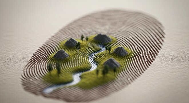 Close-up of green and black thumbprint on white background