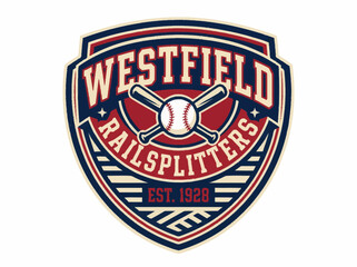 Fototapeta premium Vintage baseball team logo with circular emblem and classic baseball elements