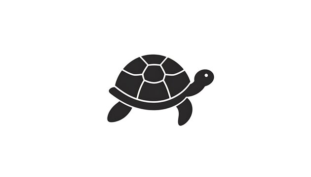 A minimalist illustration of a turtle with a solid black shell