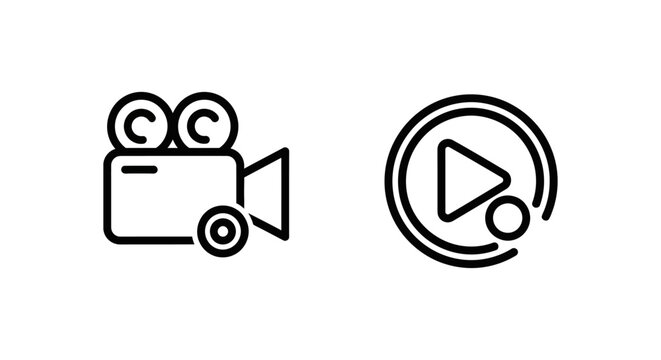 Stream recording and playback icons with streaming broadcasting broadcast computer interface multimedia equipment technology cinematography internet illustration communication