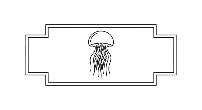 Minimalist Jellyfish Emblem Outline Vector Art