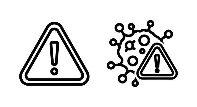 Disease alert symbol with virus icon and exclamation mark triangle warning signs exclamation triangle alerting emergency infection contagious outbreak pandemic attention abstract