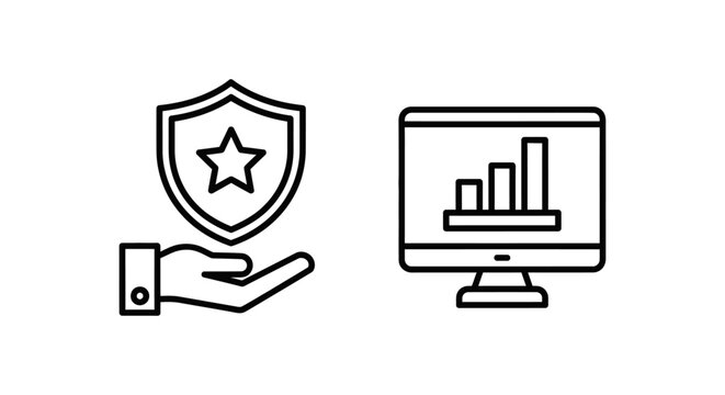 Public safety shield and hand icon safety dashboard with graph icon dashboard computer security protection analysis information statistics business management strategy prevention