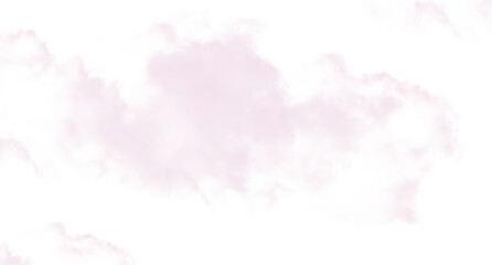 Soft pink clouds scattered across a serene white sky background isolated on transparent background