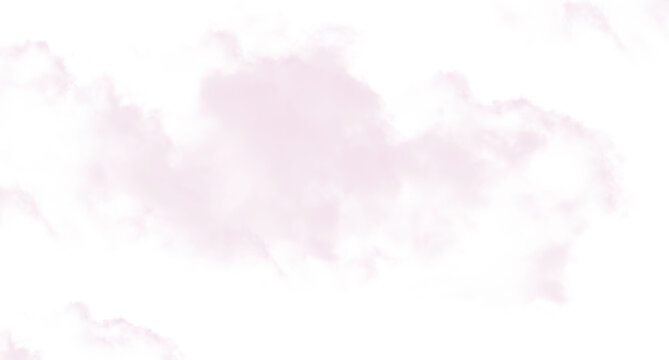 Soft pink clouds scattered across a serene white sky background isolated on transparent background
