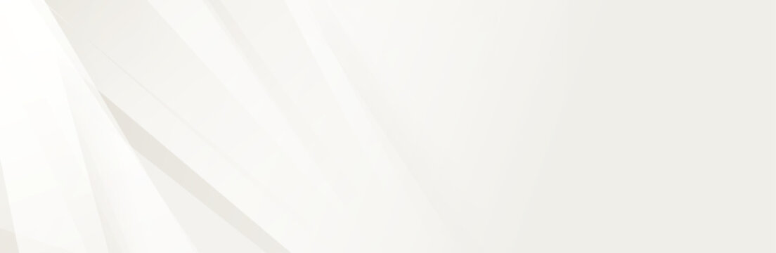 Minimal white background with soft diagonal light ray and corner arc wave for elegant clean design with large copy space