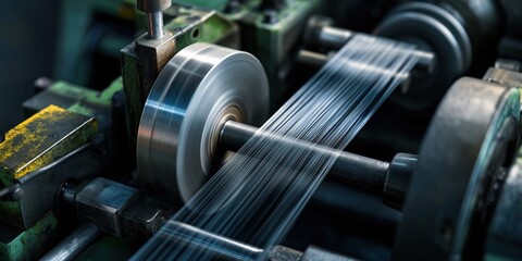 Naklejka premium Industrial wire drawing machine continuously reducing steel strands for manufacturing processes