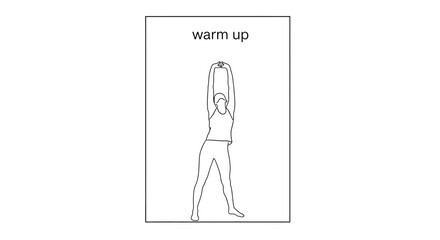 Fototapeta premium Woman stretching arms overhead, warm up exercise, fitness, healthy lifestyle, line art