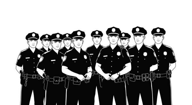 Group of police officers standing together.