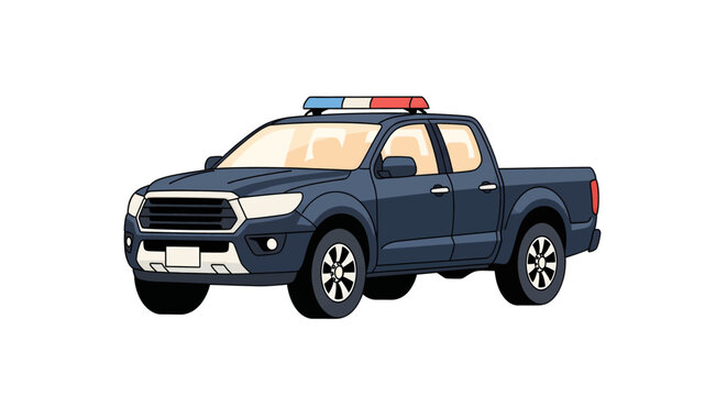 Dark Blue Police Pickup Truck Vehicle.