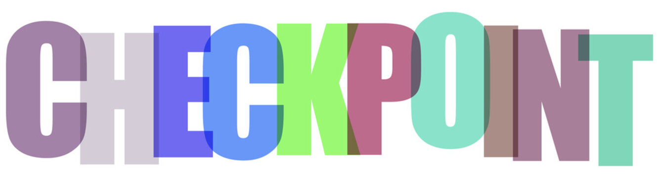 Multicolored 3D checkpoint text with shadows and highlights