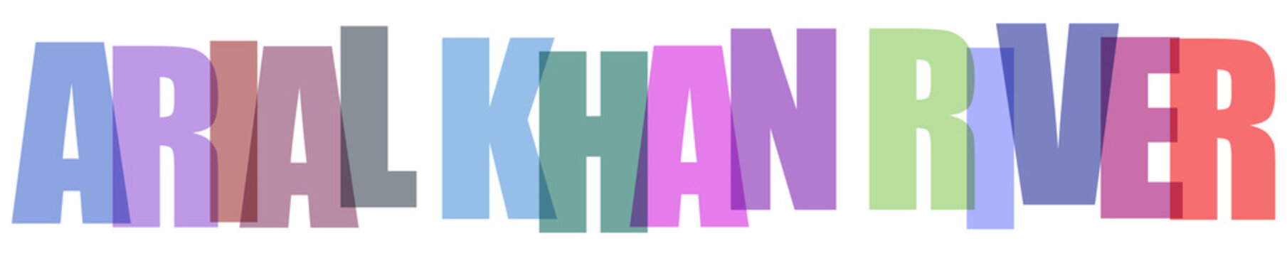 Multicolored 3D text illustration of Arial Khan River