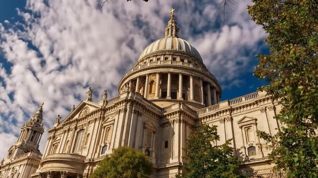 Saint Paul's Cathedral, London, England, United Kingdom. Time Lapse
