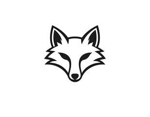 Obraz premium A minimalist black and white illustration of a fox's head