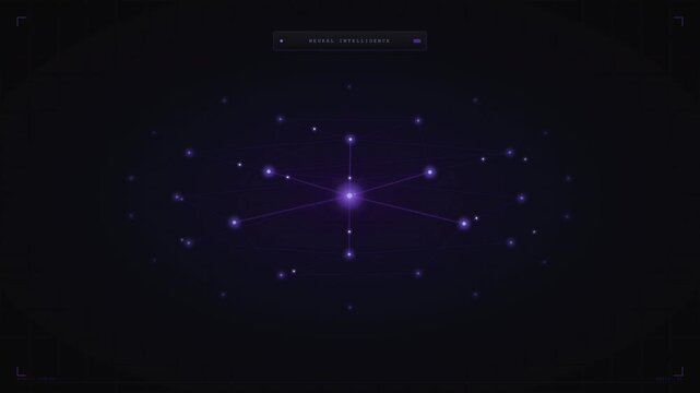 A bright purple star shines in a vast galaxy with surrounding celestial bodies at night
