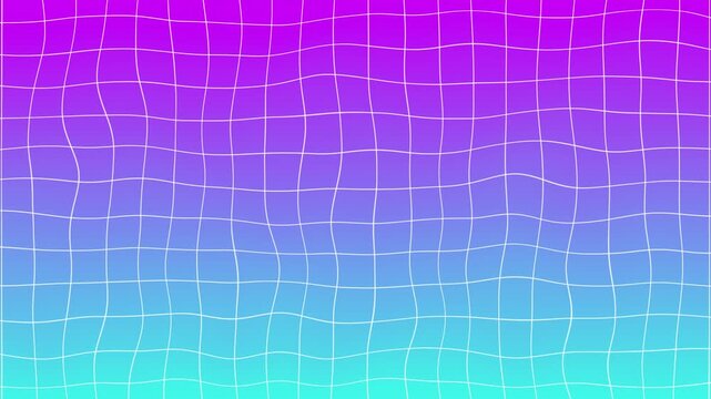 揺れるネオングラデーショングリッドのループ背景 横長 16:9
