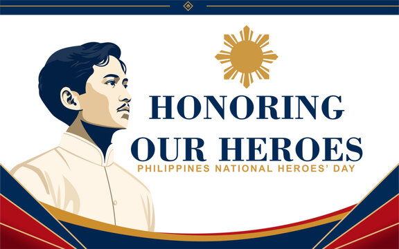 Stylish Philippines National Heroes Day poster featuring a heroic portrait, patriotic colors, and elegant typography honoring bravery, freedom, history, and Filipino heritage.