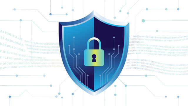 Digital shield with locked padlock and security icon Vector