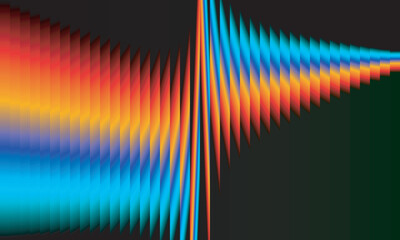 Vibrant rainbow colored sound wave pattern on with gradient effect © Asad