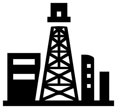 Industrial propylene production unit icon black filled graphic symbol representing chemical manufacturing process industrial facility and petrochemical plant