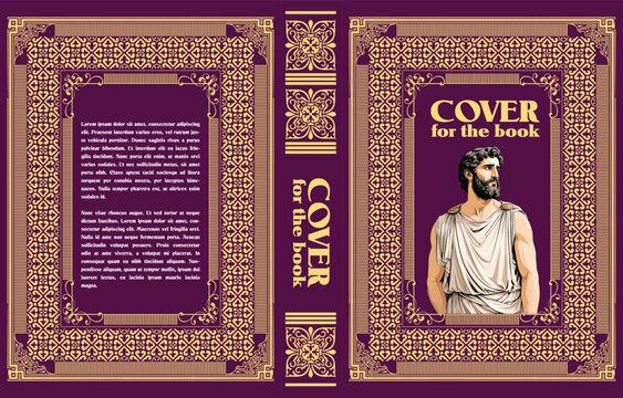 085-22-Elegant decorative book cover featuring an ancient greek philosopher figure and ornate borders