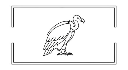Fototapeta premium Vulture Bird Line Art Drawing, Isolated on White Background, Vector Illustration