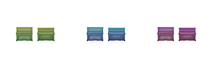 Set of colorful upright piano icons in various gradients © MDBodrul