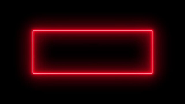 Abstract glowing neon rectangle border frame line animation. neon light rectangle frame loop animated background. Burning neon lights frame box animation seamless loop, alpha channel.