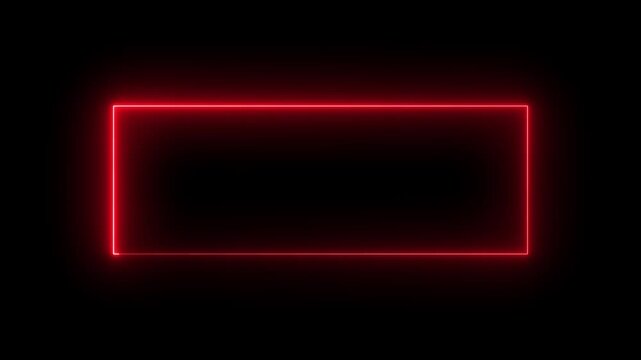 Abstract glowing neon rectangle border frame line animation. neon light rectangle frame loop animated background. Burning neon lights frame box animation seamless loop, alpha channel.