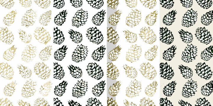 Pinecone pattern a repeating nature inspired design in gold and black