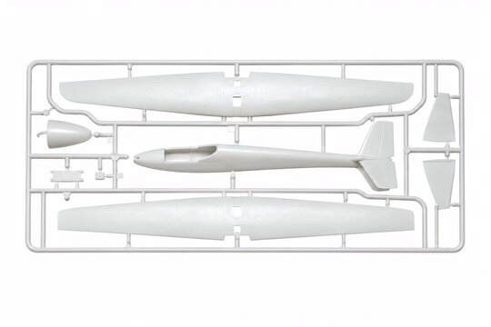 Plastic Model Kit Sprue Frame with Airplane Parts Isolated on White