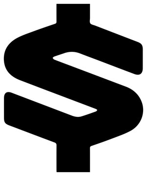 Solid black filled icon of s corporation fringe symbol on white background representing business and finance