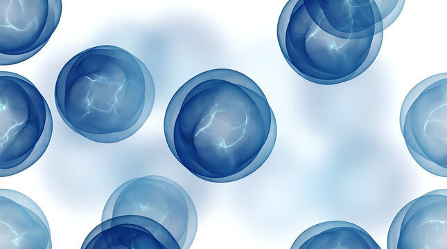 The blue cells are floating in the laboratory environment for scientific research and study purposes closely.