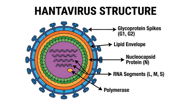 The hantavirus structure consists of lipid envelope and RNA Segments.