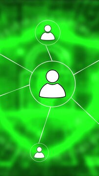 Teamwork concept animation showing multiple user icons forming a connected web, representing communication, cooperation, and shared goals.