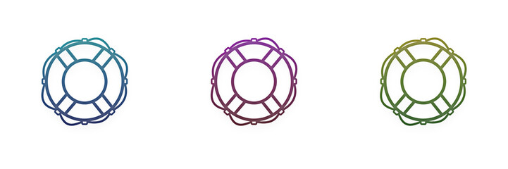 Three colorful gradient lifebuoy icons for safety design © MDBodrul
