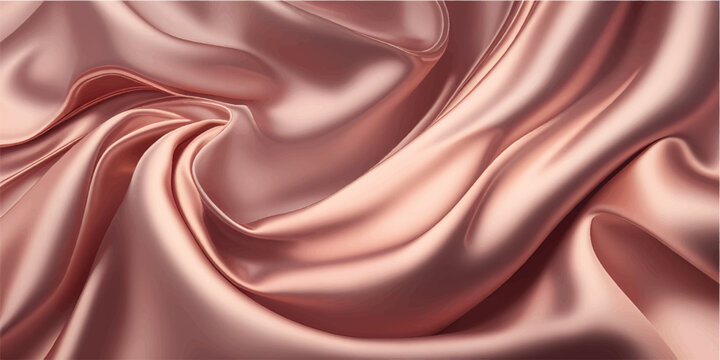 Luxurious Rose Gold Fabric Waves with Sparkling Highlights and Subtle Texture