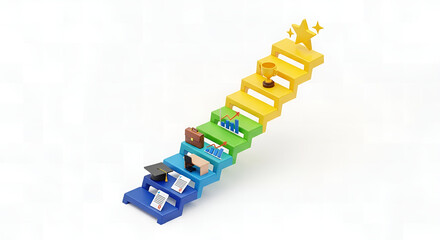 Obraz premium A colorful row of toy blocks stacked on top of each other on a plain surface