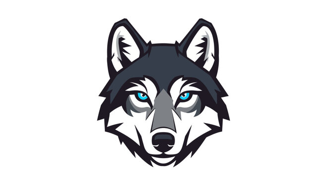 Detailed husky or wolf head mascot illustration.