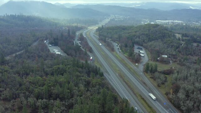 Interstate 5 Rest Stop And Traffic, Merlin, Oregon