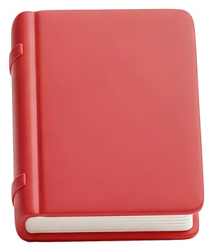 A 3D rendered, closed, red book with subtle highlights and a white page edge