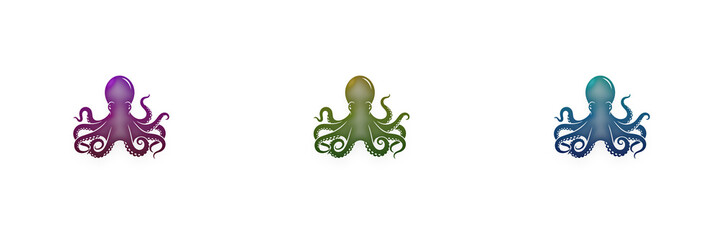 Set of three colorful octopus illustrations © MDBodrul