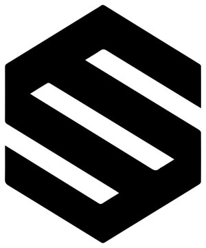 Solid black filled icon of s corporation symbol geometric shape graphic resource logo design element