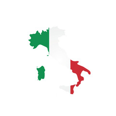 Fototapeta premium Italy - country map silhouette filled with national flag. Simple flat vector illustration.