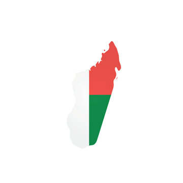Madagascar - country map silhouette filled with national flag. Simple flat vector illustration.