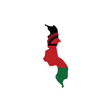 Malawi - country map silhouette filled with national flag. Simple flat vector illustration.