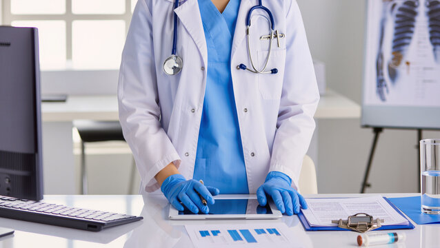 Medical Documentation Process
​Doctor in the Examination Room
​Healthcare Professional at Work
​Clinical Consultation and Records
​Physician Writing Patient Chart
​Hospital Ward Medical Care