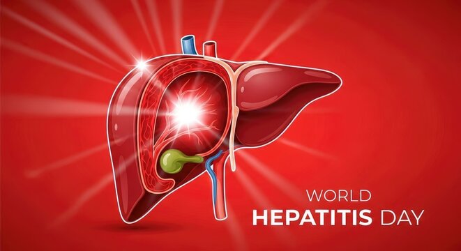 World hepatitis day liver awareness illustration